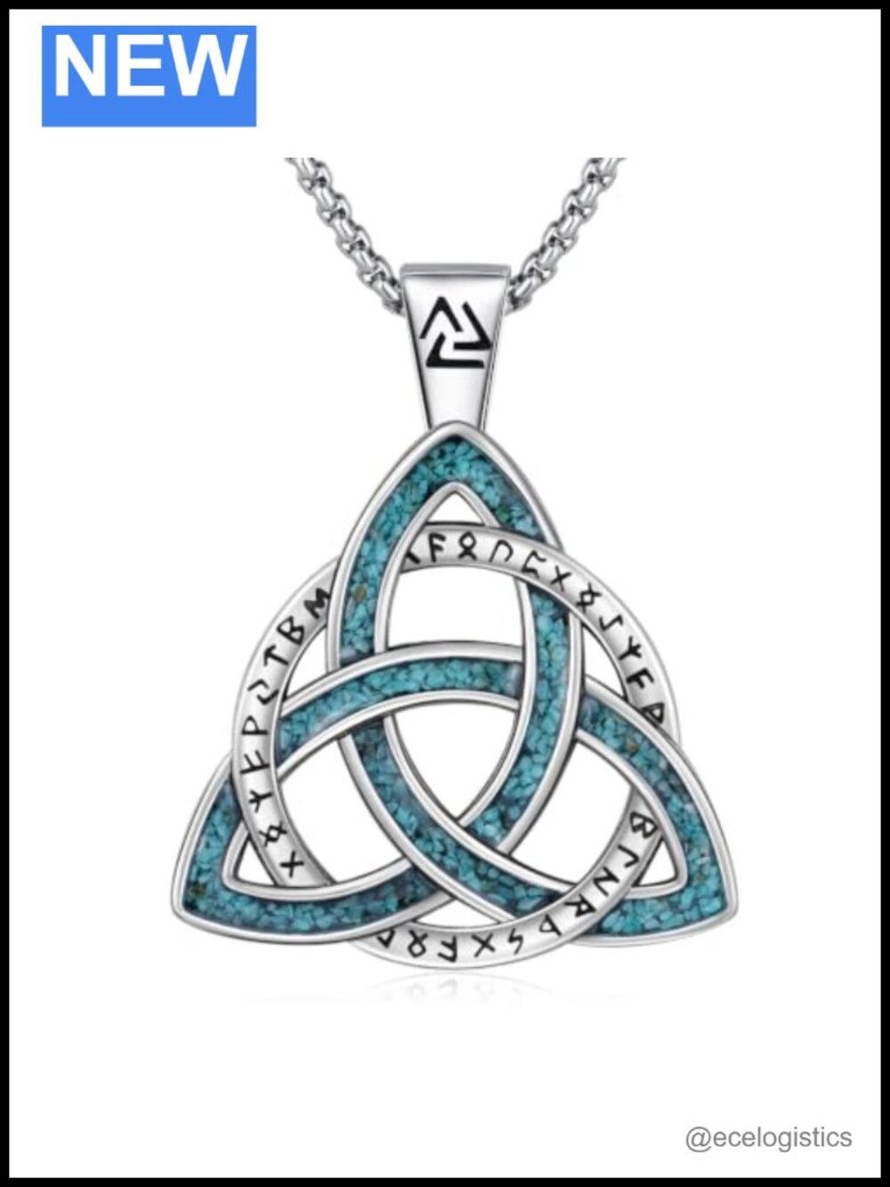 925 Sterling Silver Celtic Trinity Knot Pendant Necklace Viking Jewelry Men